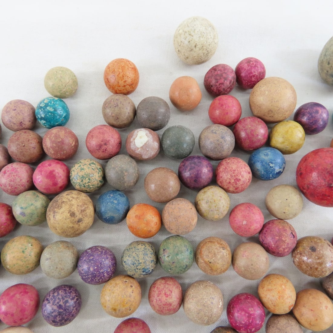 2 Pounds of Vintage Clay Marbles & 1 Stone Shooter - 3