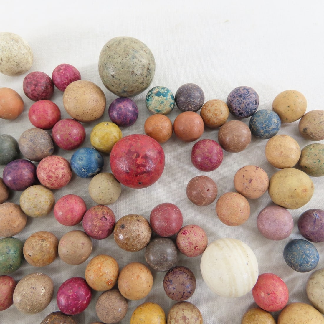 2 Pounds of Vintage Clay Marbles & 1 Stone Shooter - 4