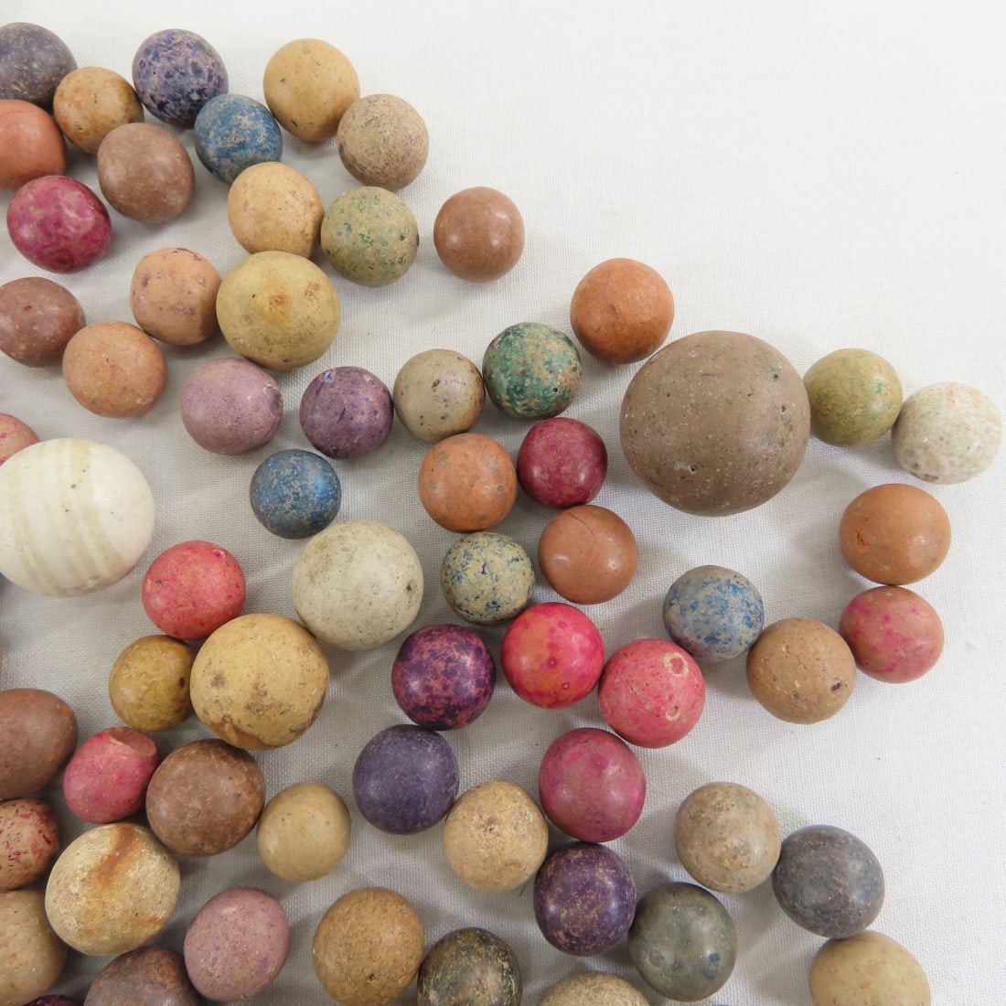 2 Pounds of Vintage Clay Marbles & 1 Stone Shooter - 5