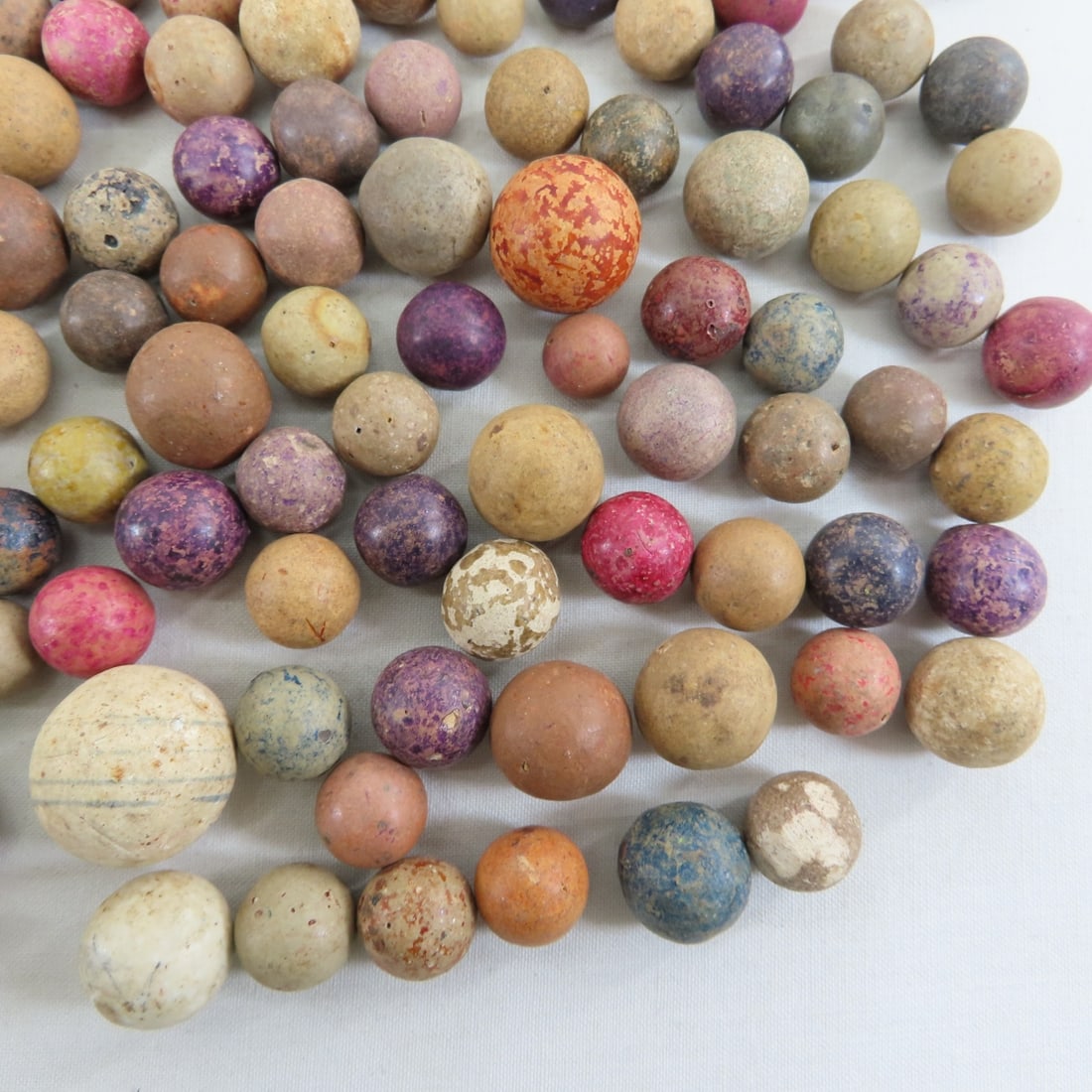 2 Pounds of Vintage Clay Marbles & 1 Stone Shooter - 6