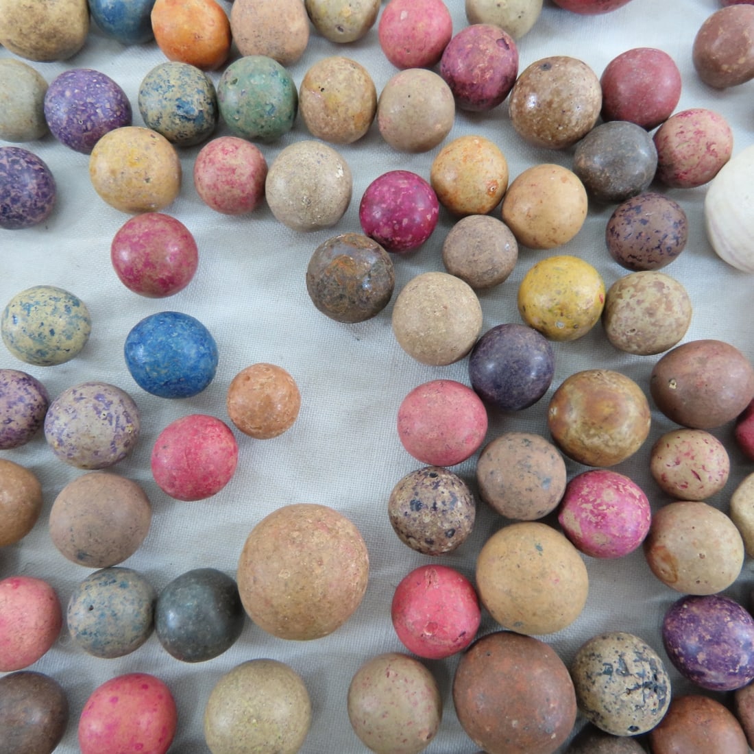 2 Pounds of Vintage Clay Marbles & 1 Stone Shooter - 7