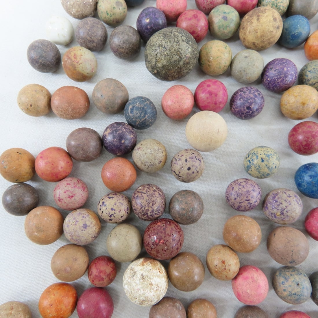 2 Pounds of Vintage Clay Marbles & 1 Stone Shooter - 8