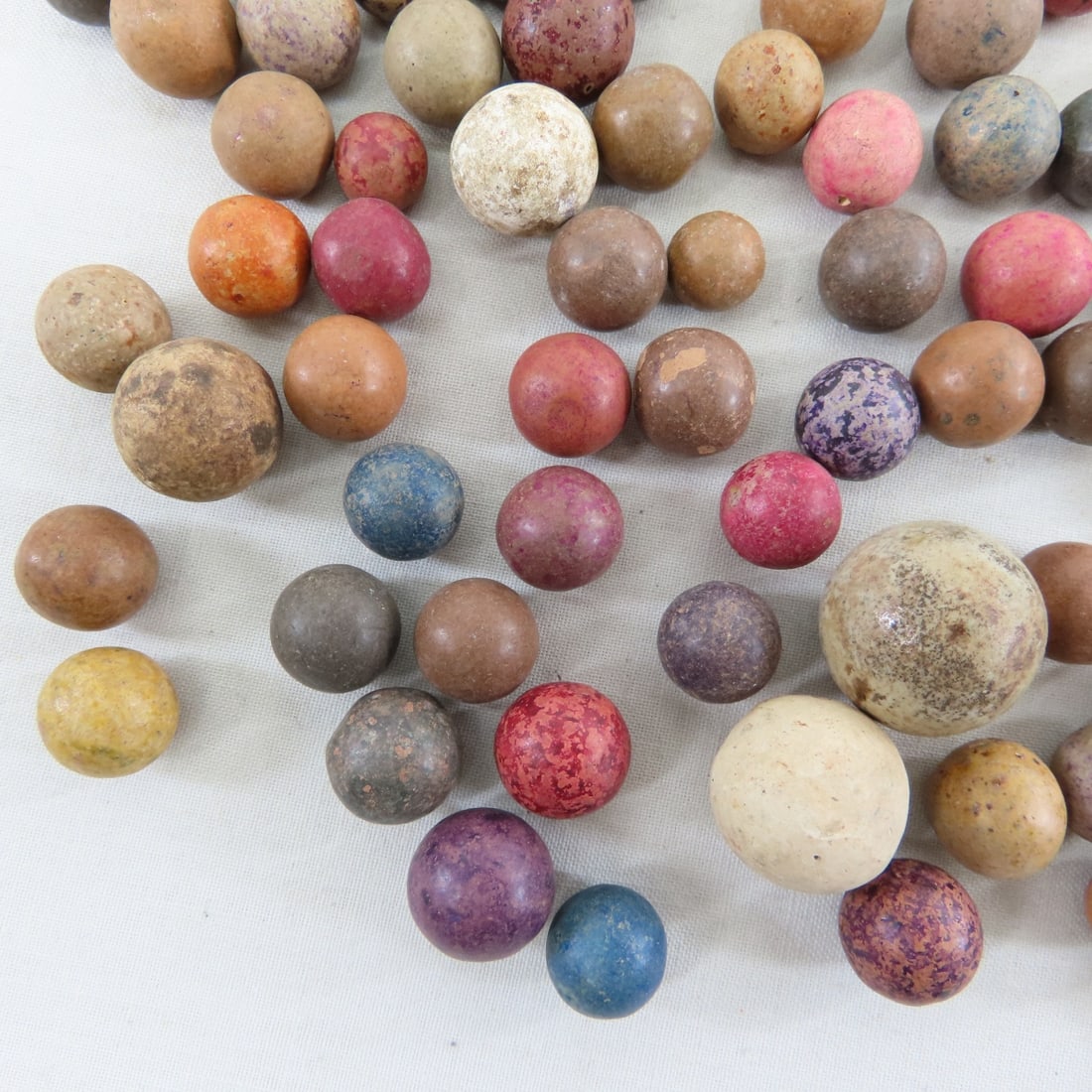 2 Pounds of Vintage Clay Marbles & 1 Stone Shooter - 9