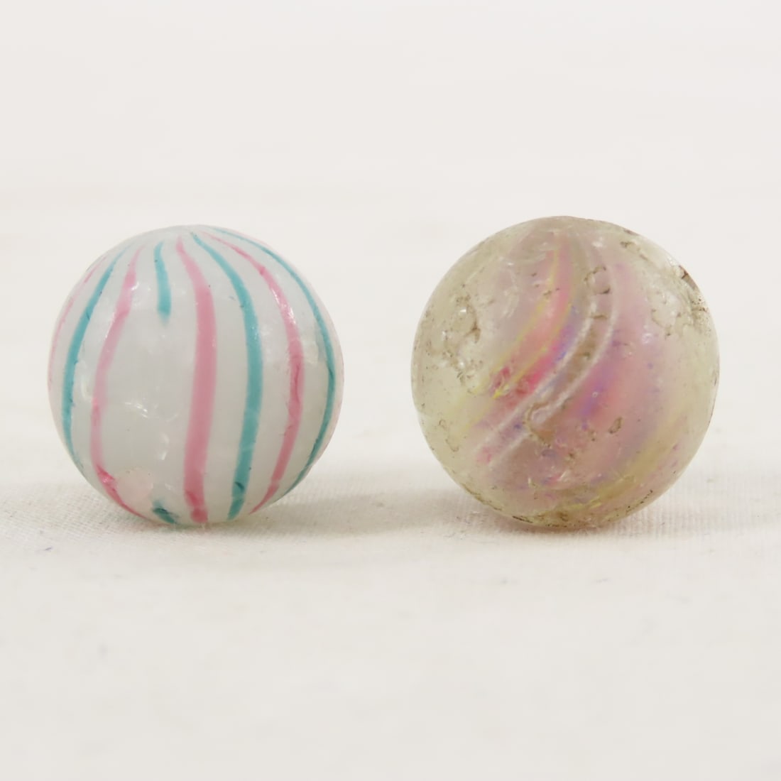 6 Antique Handmade Marbles in Rough Condition - 17