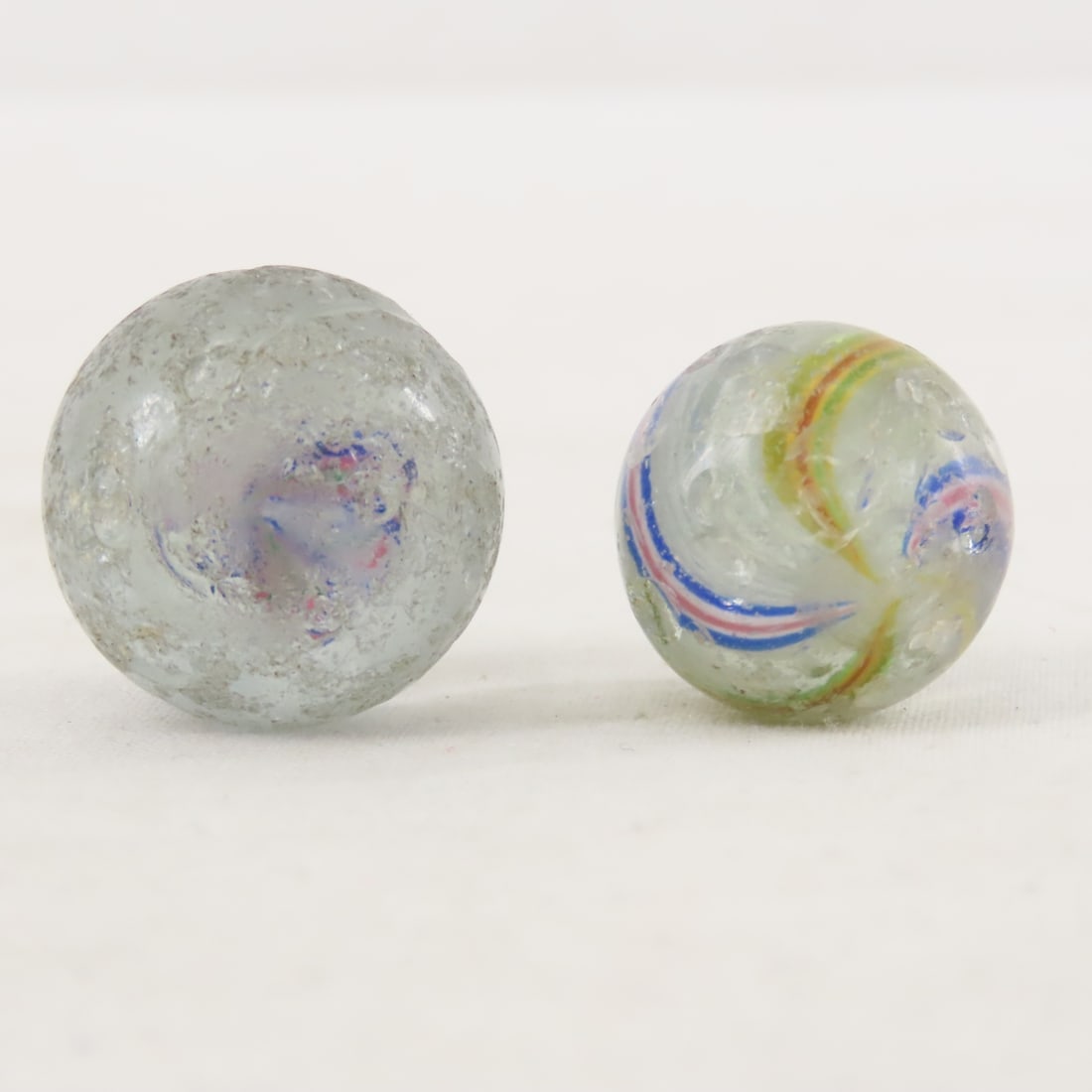 6 Antique Handmade Marbles in Rough Condition - 6