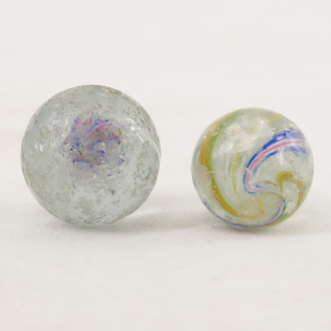 6 Antique Handmade Marbles in Rough Condition - 7
