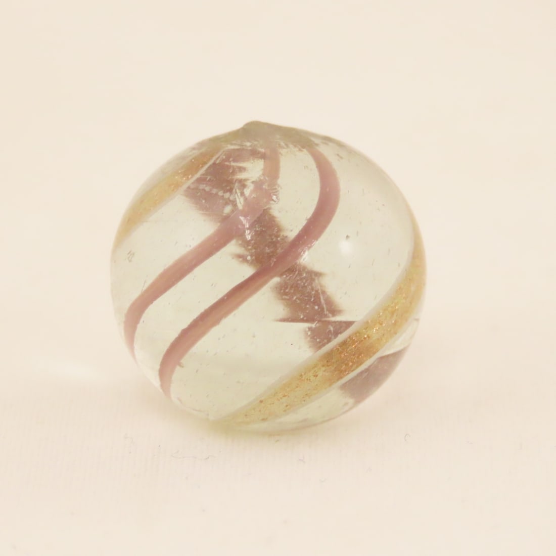 Antique 3/4" Lavender Clear Banded Lutz Marble - 3