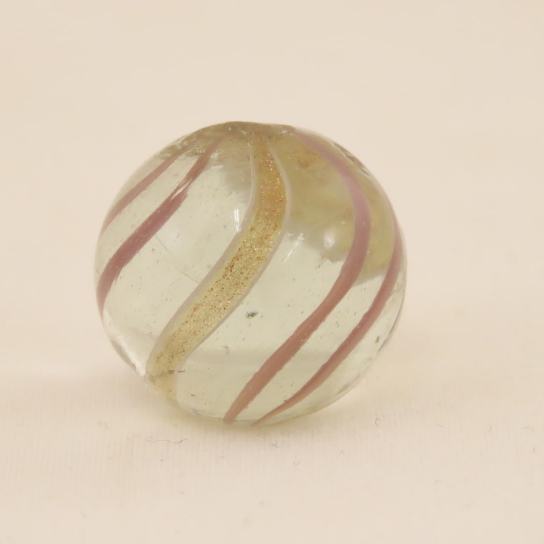 Antique 3/4" Lavender Clear Banded Lutz Marble - 4
