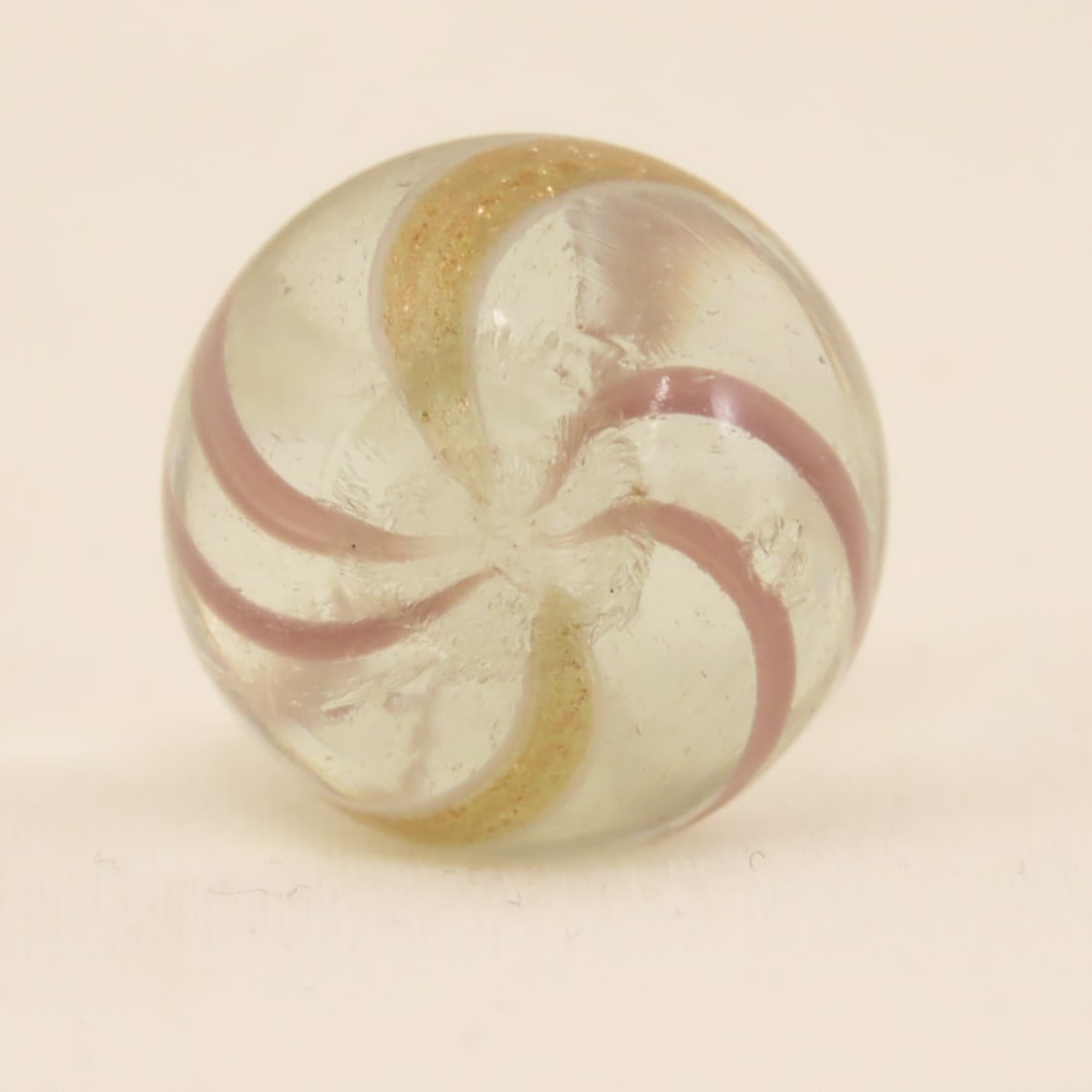 Antique 3/4" Lavender Clear Banded Lutz Marble - 5