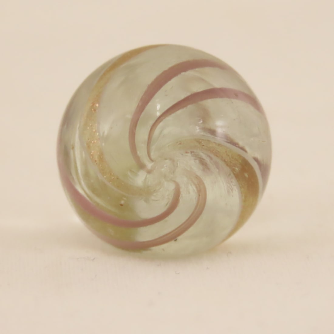 Antique 3/4" Lavender Clear Banded Lutz Marble - 6