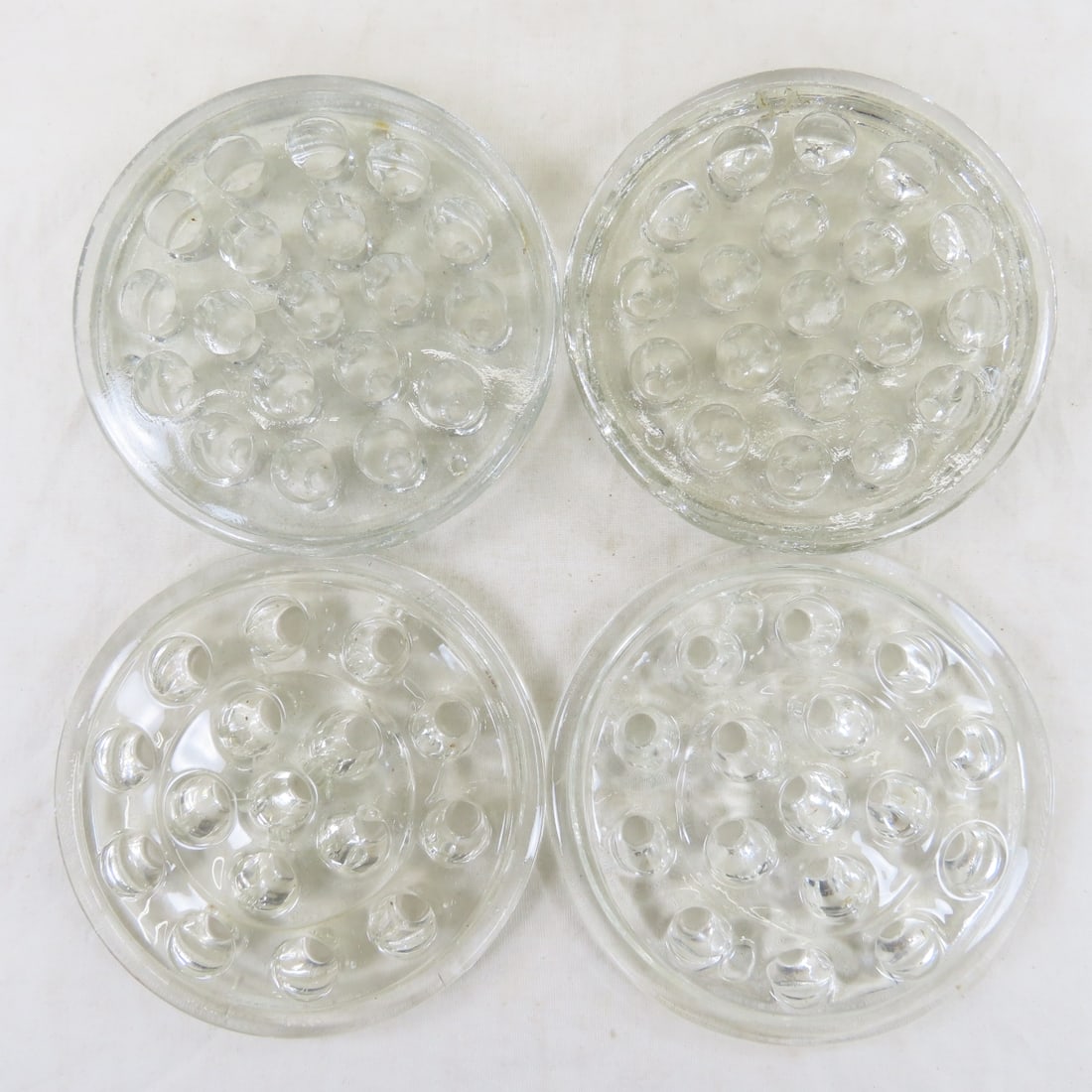 7 Antique Glass Flower Frogs - 10