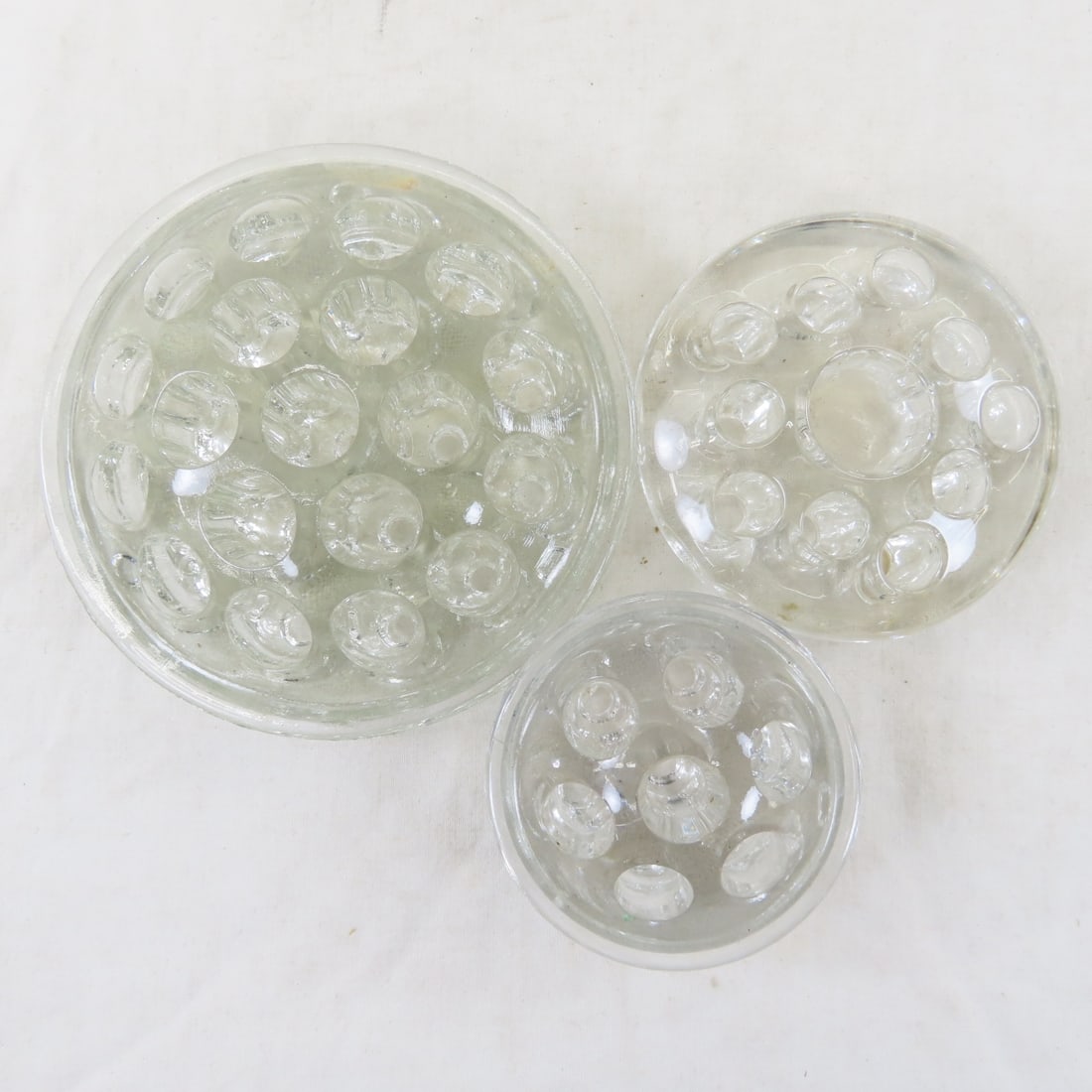 7 Antique Glass Flower Frogs - 11