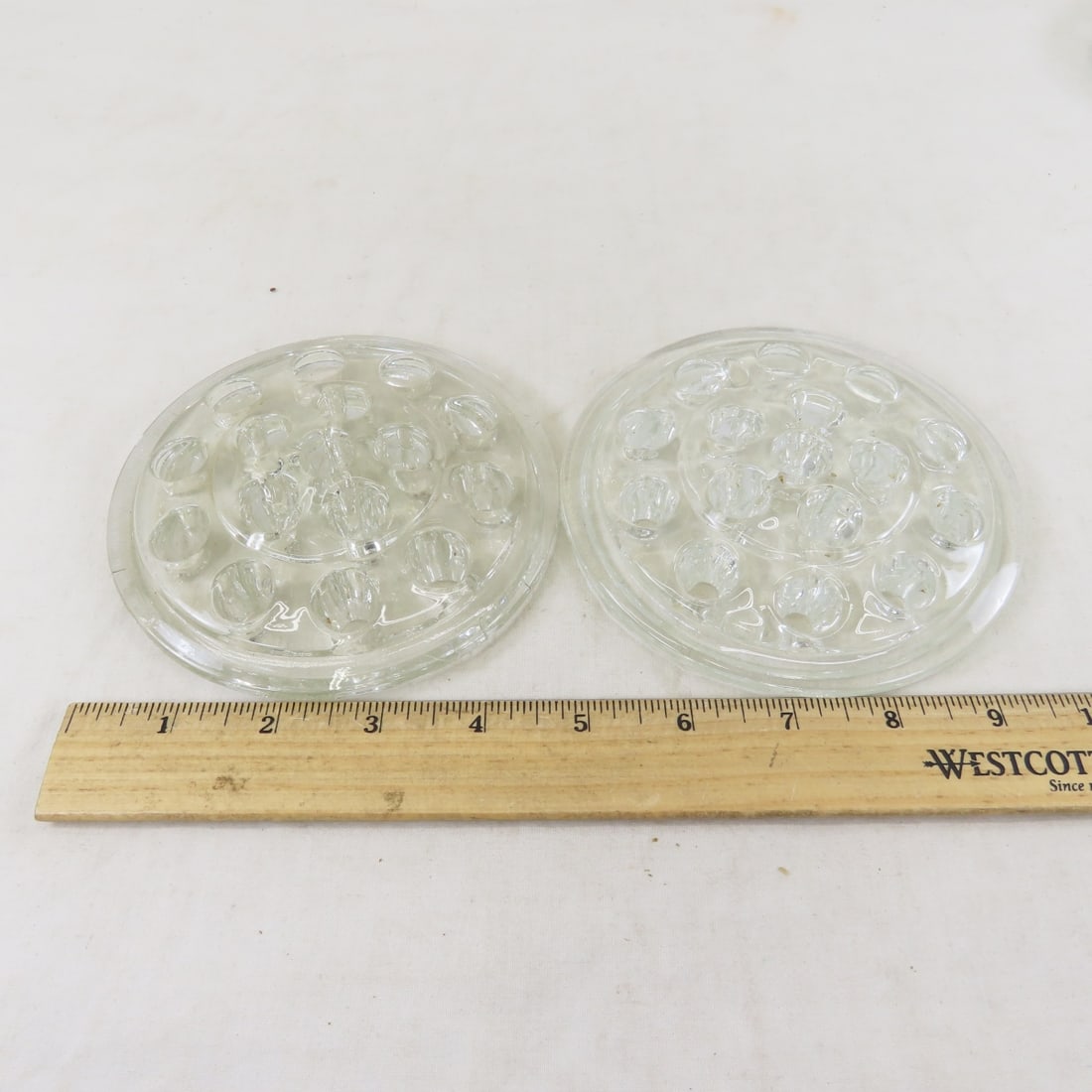 7 Antique Glass Flower Frogs - 2