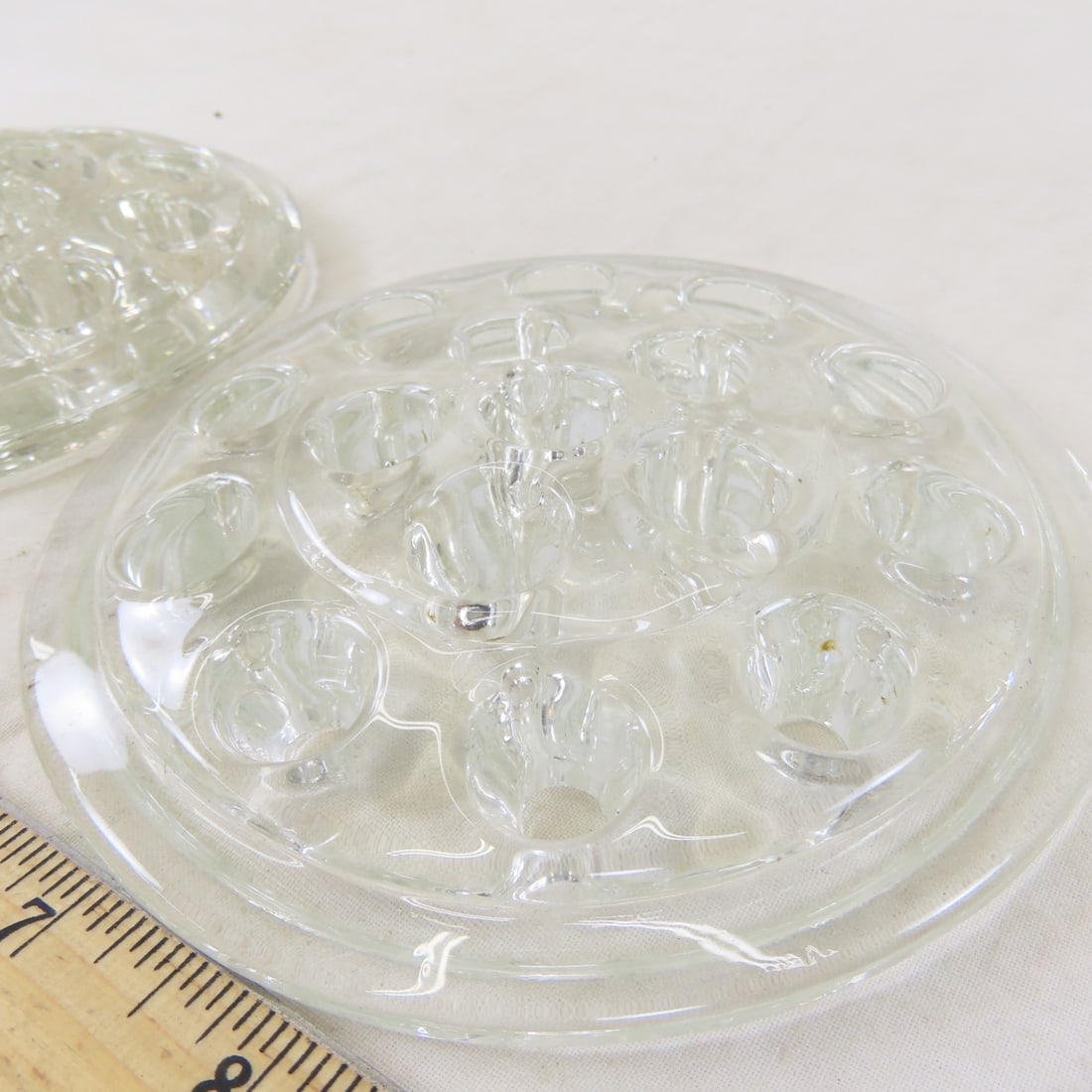 7 Antique Glass Flower Frogs - 3