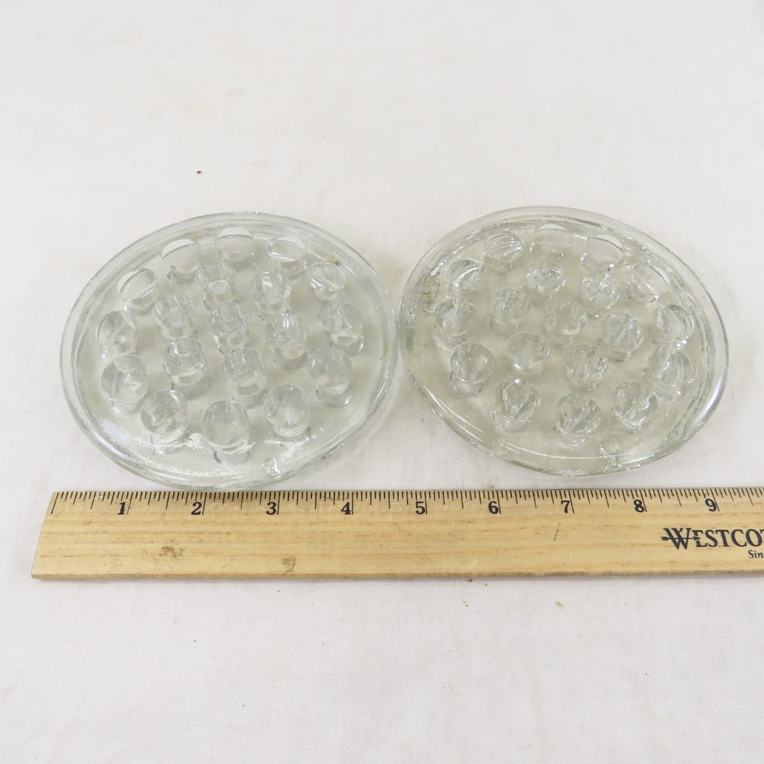 7 Antique Glass Flower Frogs - 4