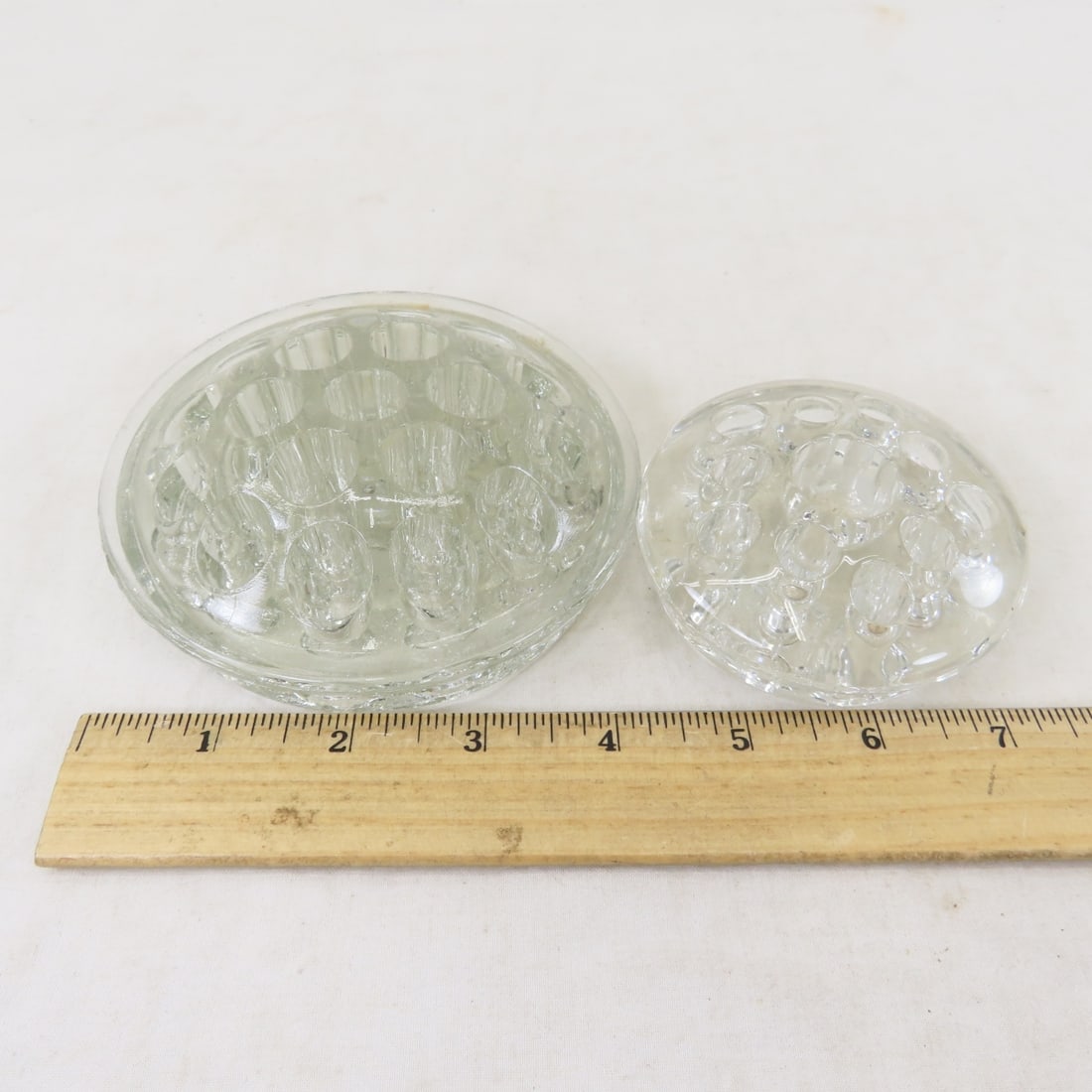 7 Antique Glass Flower Frogs - 6