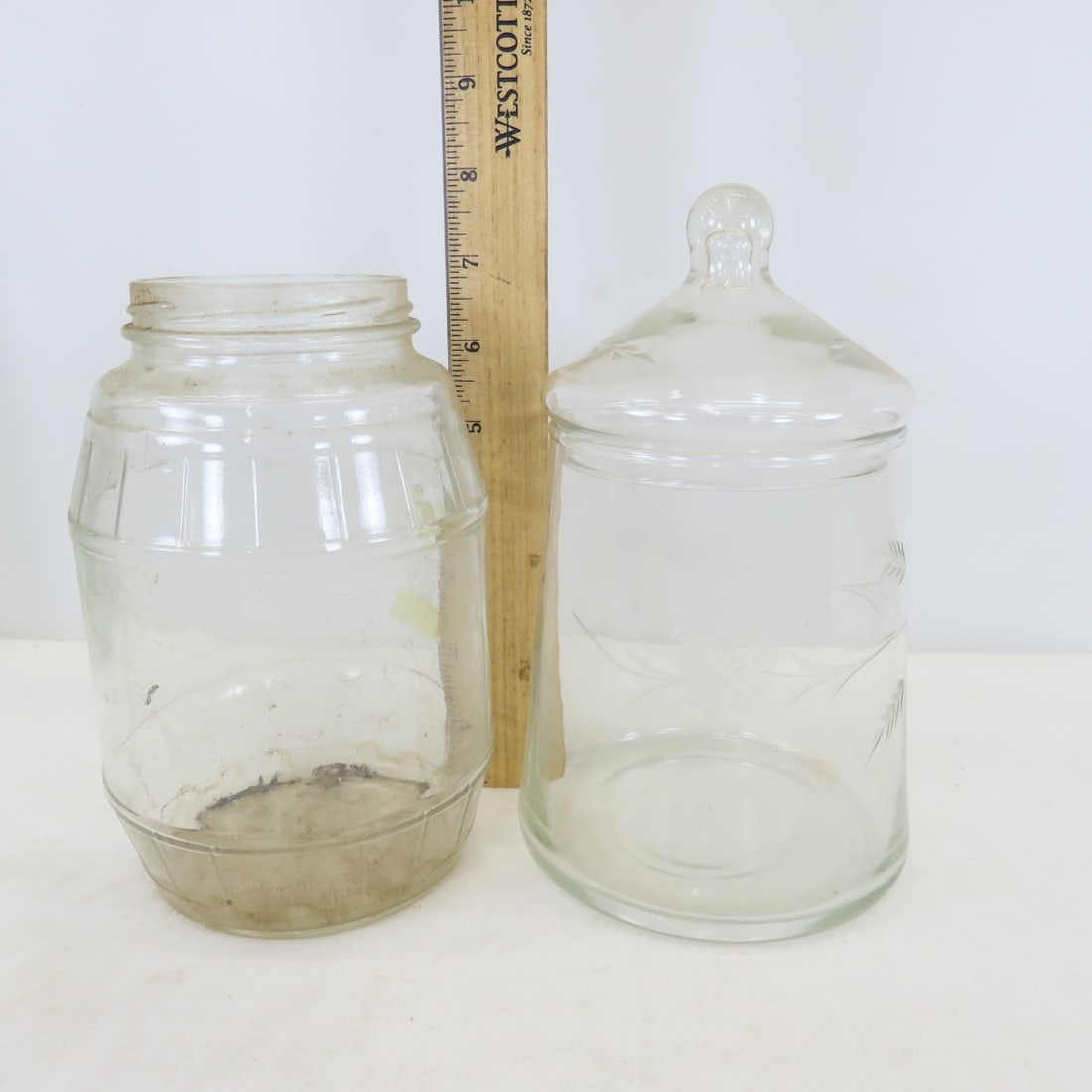 Vintage Bottles, Jars, Tin & 2 Modern Glass Vases - 5