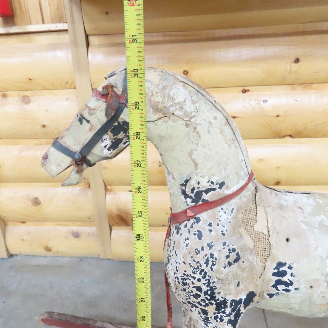 Antique Child's Wood & Paper Mache Rocking Horse - 20