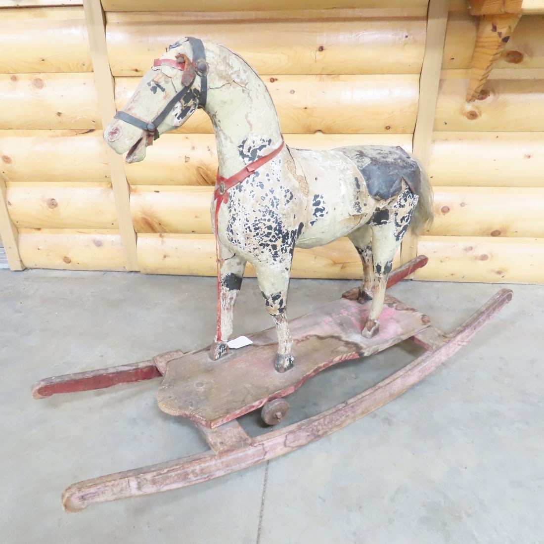 Antique Child's Wood & Paper Mache Rocking Horse - 2
