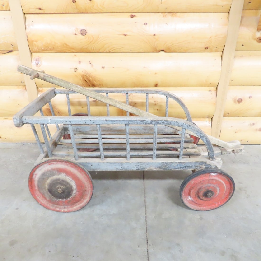 Primitive Hay Fork, Wagon & Antique Wall Cabinet - 2