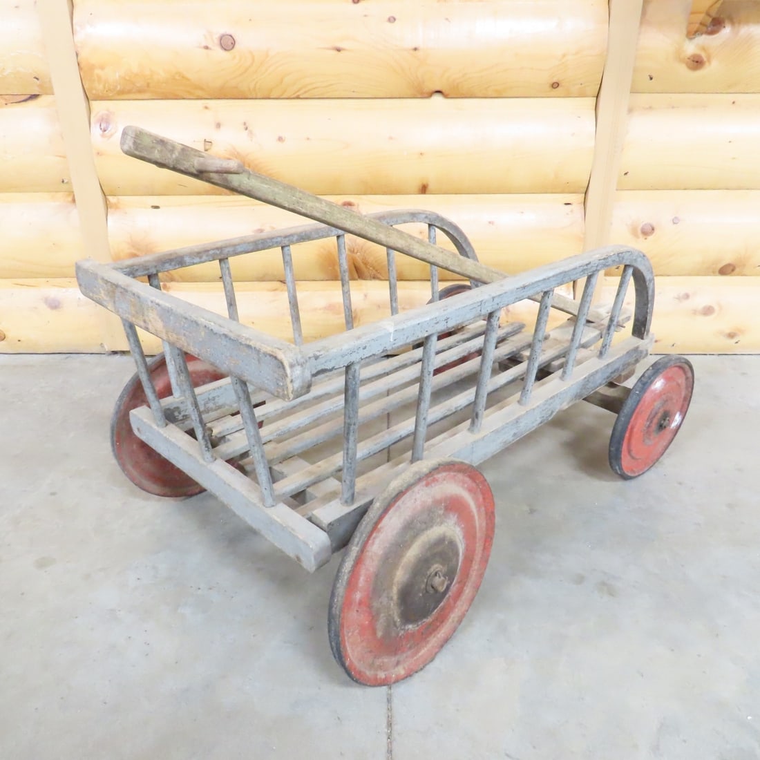 Primitive Hay Fork, Wagon & Antique Wall Cabinet - 3