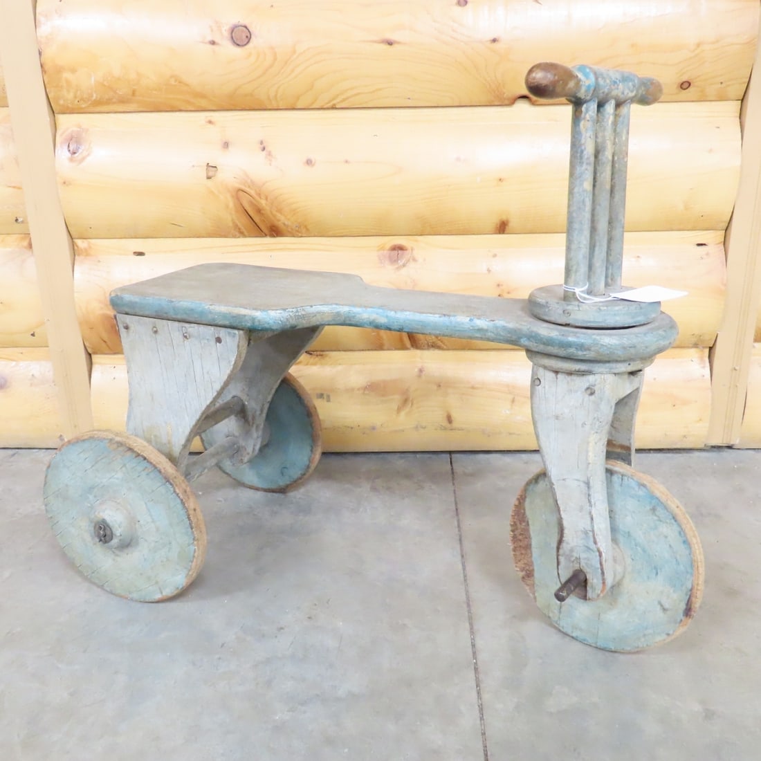 Antique Children's Wooden Tricycle Scooter: Antique Children's Wooden Tricycle Scooter - Seat is 13" from ground. Front Axle is not secured and pulls out freely. Lot Size: 26 x 21 x 12", 9 lbs All information and photos are intended to be as