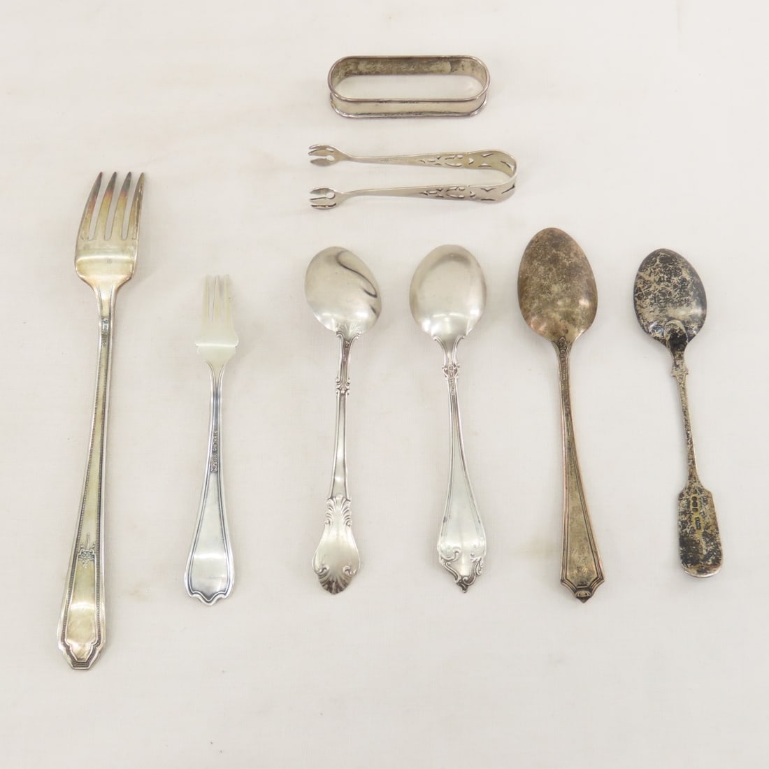 Sterling Silver Flatware, Sugar Tong & Napkin Ring - 2