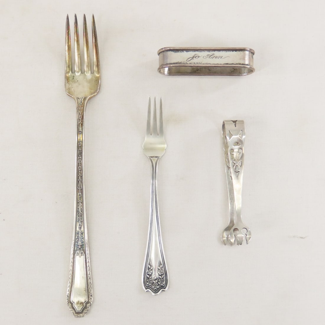 Sterling Silver Flatware, Sugar Tong & Napkin Ring - 3