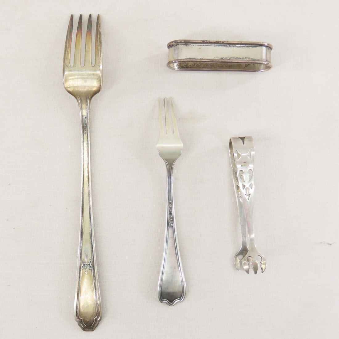 Sterling Silver Flatware, Sugar Tong & Napkin Ring - 4