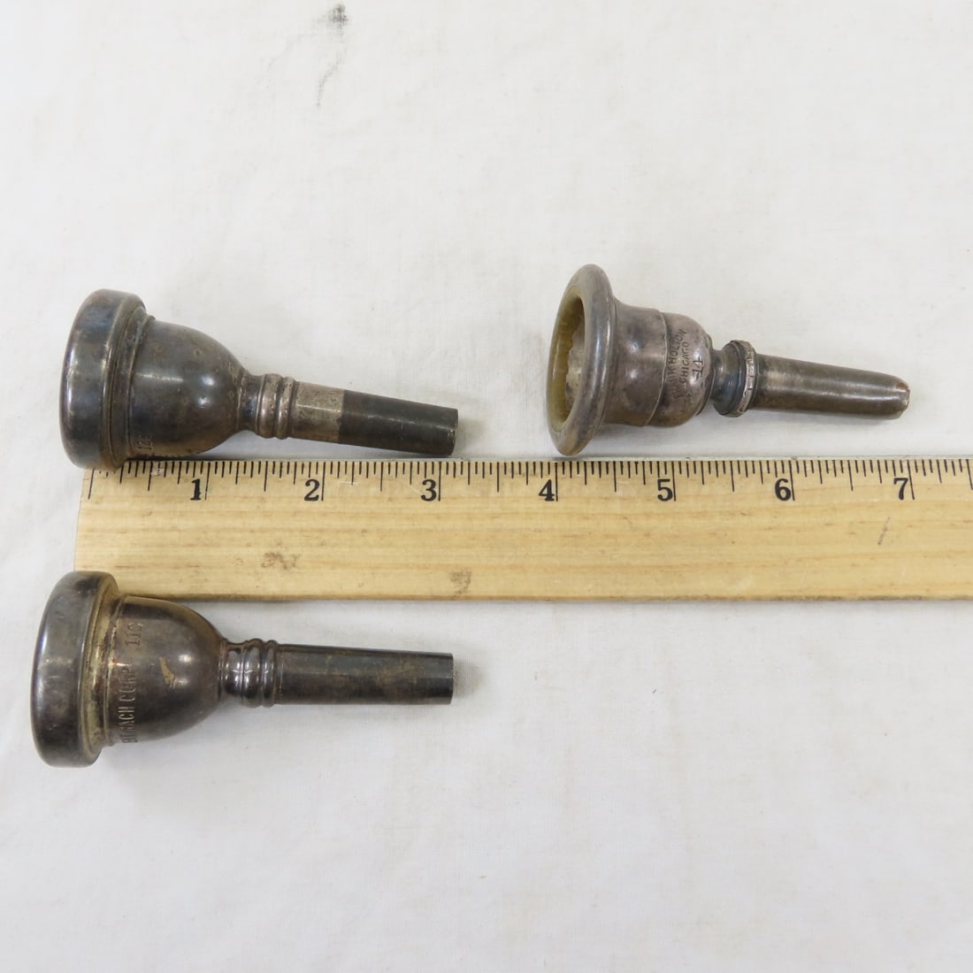 3 Vintage Trombone Mouthpieces, Bach 11C & 12C - 10