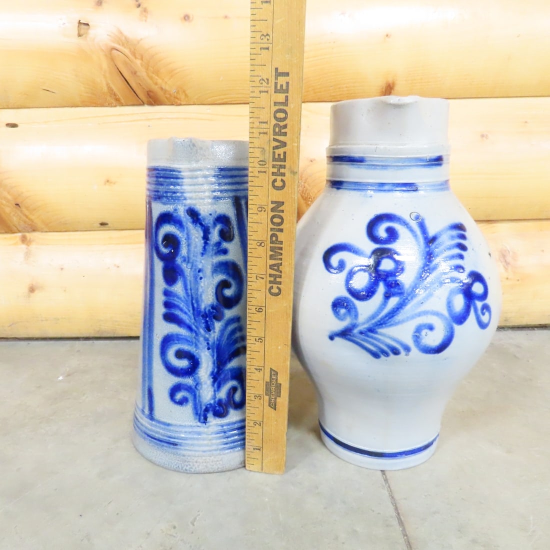2 Vintage German Westerwald Salt-Glazed Pitchers - 18