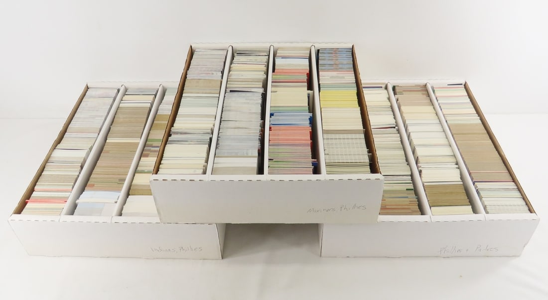 1980-90's Phillies, Padres & Other Baseball Cards: 1980-90's Phillies, Padres & Other Baseball Cards - Approx 9,000 cards- 3 Monster Boxes. 1 box is Padres & Phillies, 1 box is Phillies & Indians and Other Box is Phillies & Mariners. Most are