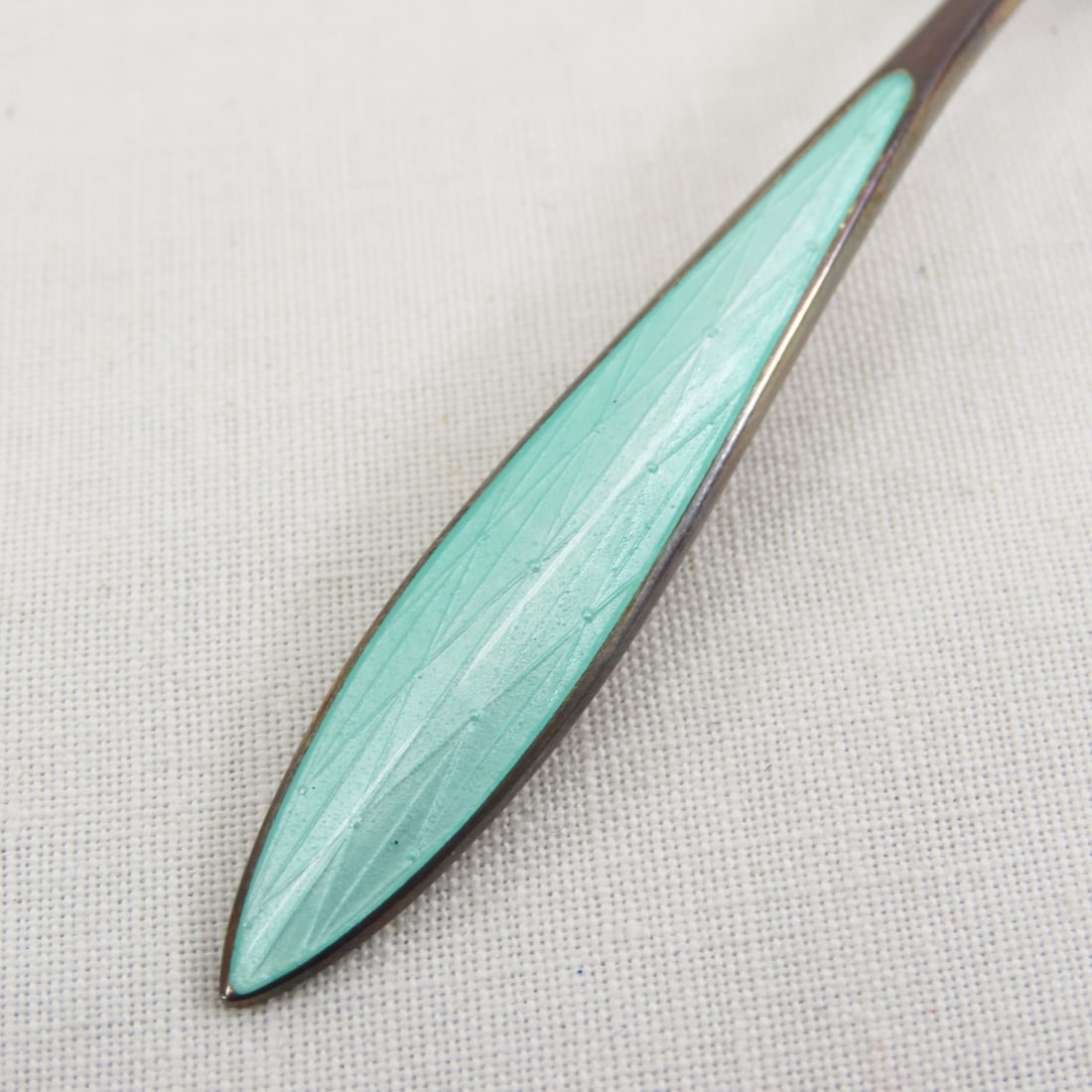 Norwegian Sterling Silver Guilloche 6 Spoon Set - 5