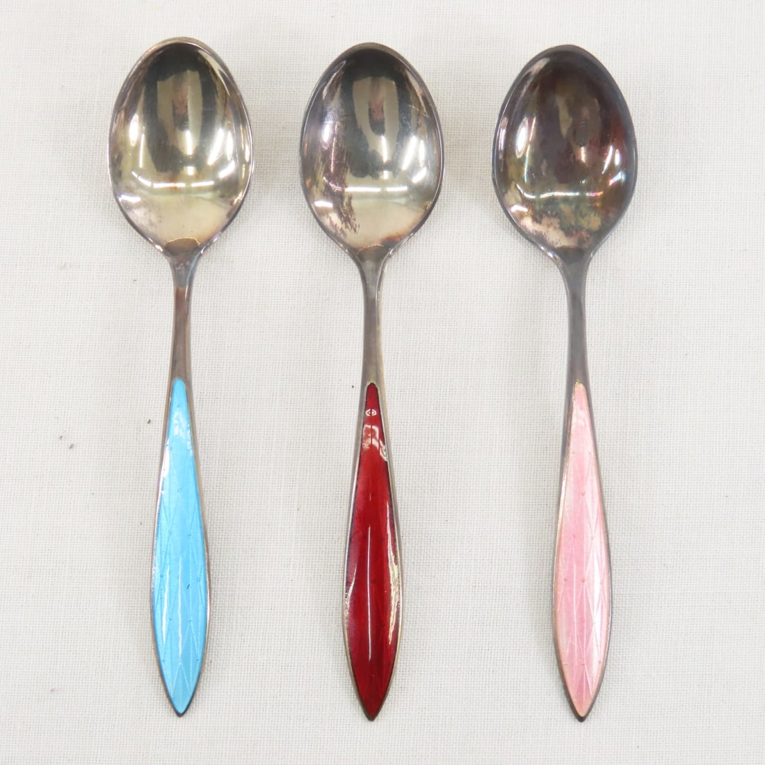 Norwegian Sterling Silver Guilloche 6 Spoon Set - 7