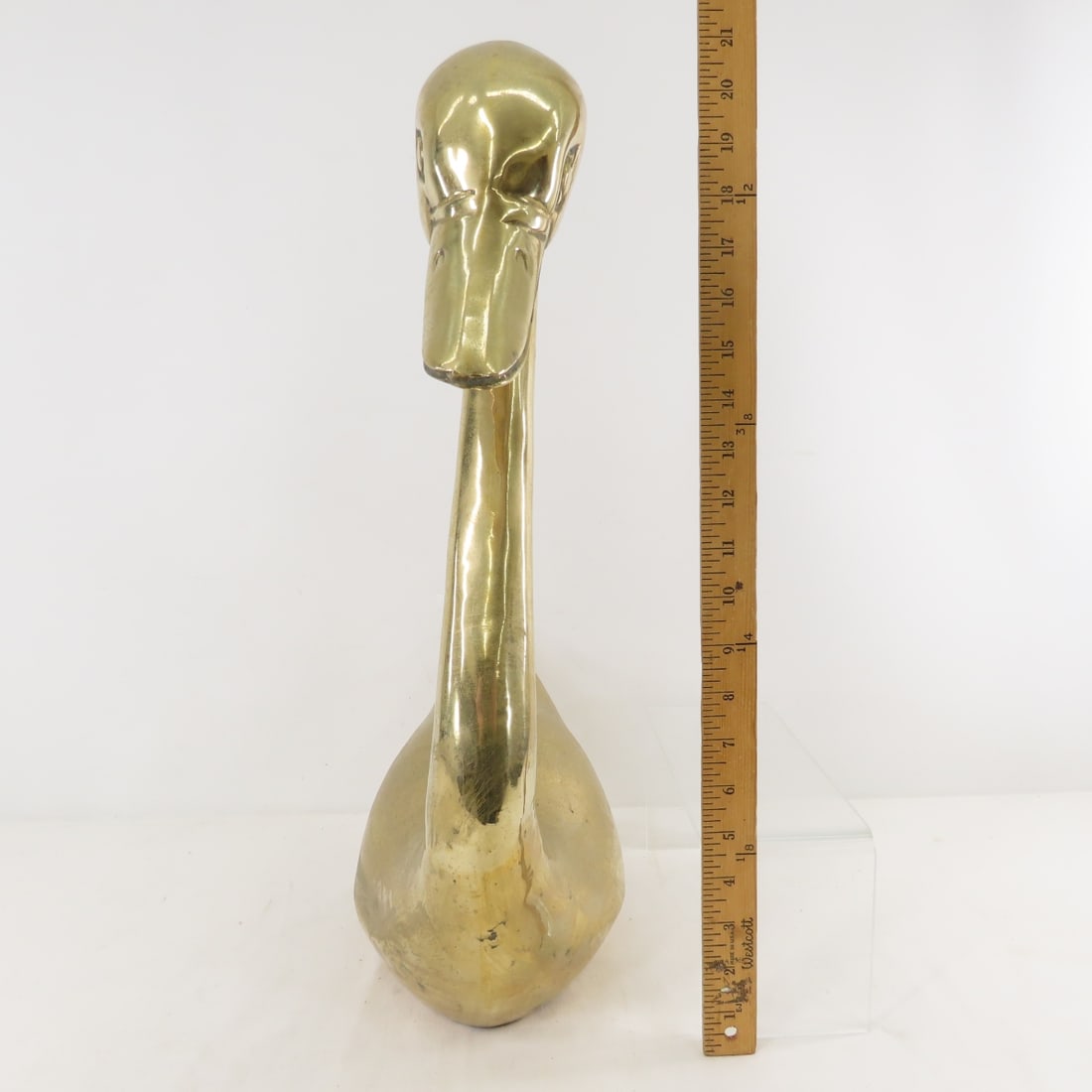 Pair of Mid Century Brass Swans- Tallest is 26.5" - 10