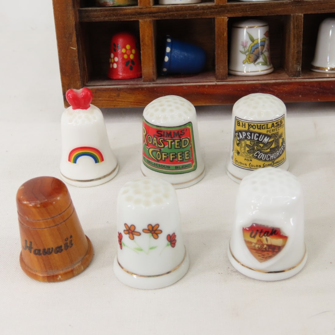 Collection of 102 Thimbles and Display - 12