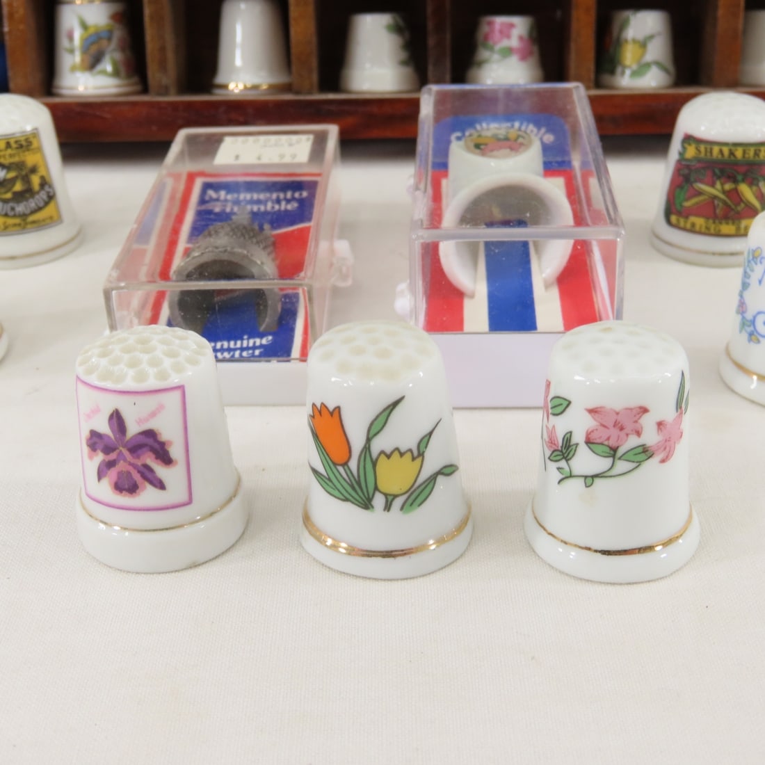 Collection of 102 Thimbles and Display - 16
