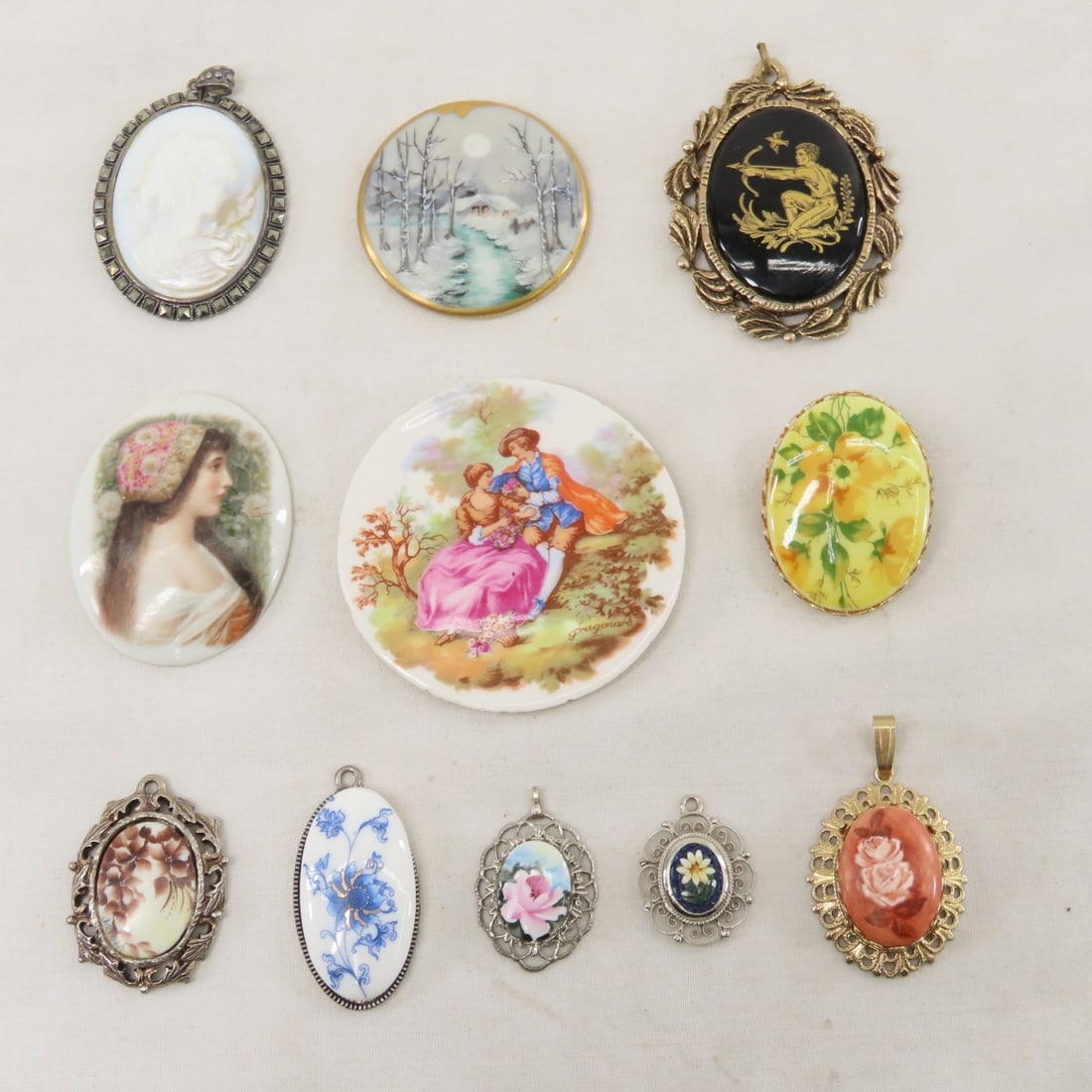 Vintage Cameo Style Pendants and Necklaces - 12