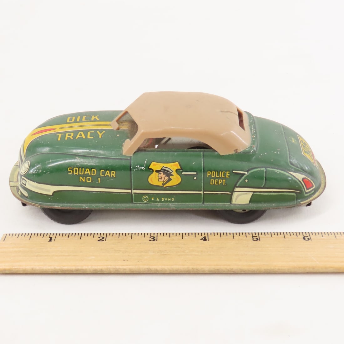 MARX Dick Tracy Tin Litho Friction Squad Car No 1 - 2