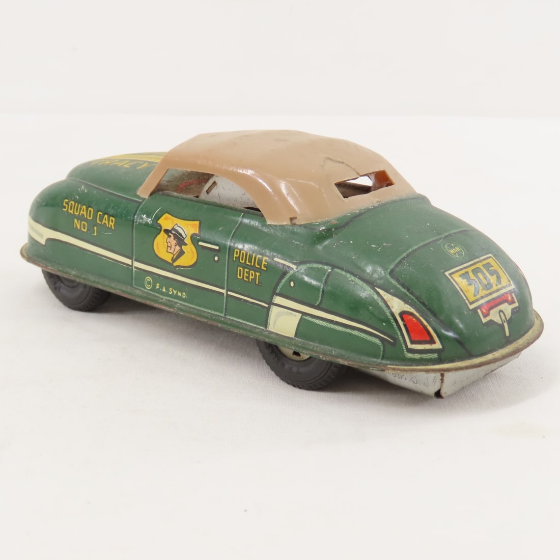 MARX Dick Tracy Tin Litho Friction Squad Car No 1 - 3