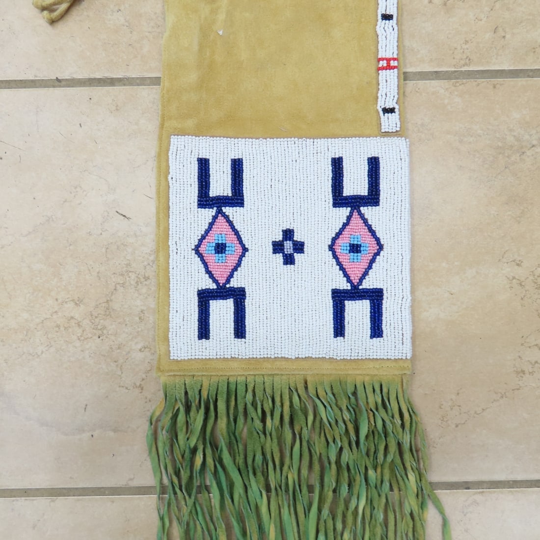 Native American Beaded & Fringed Pipe Bag - 8