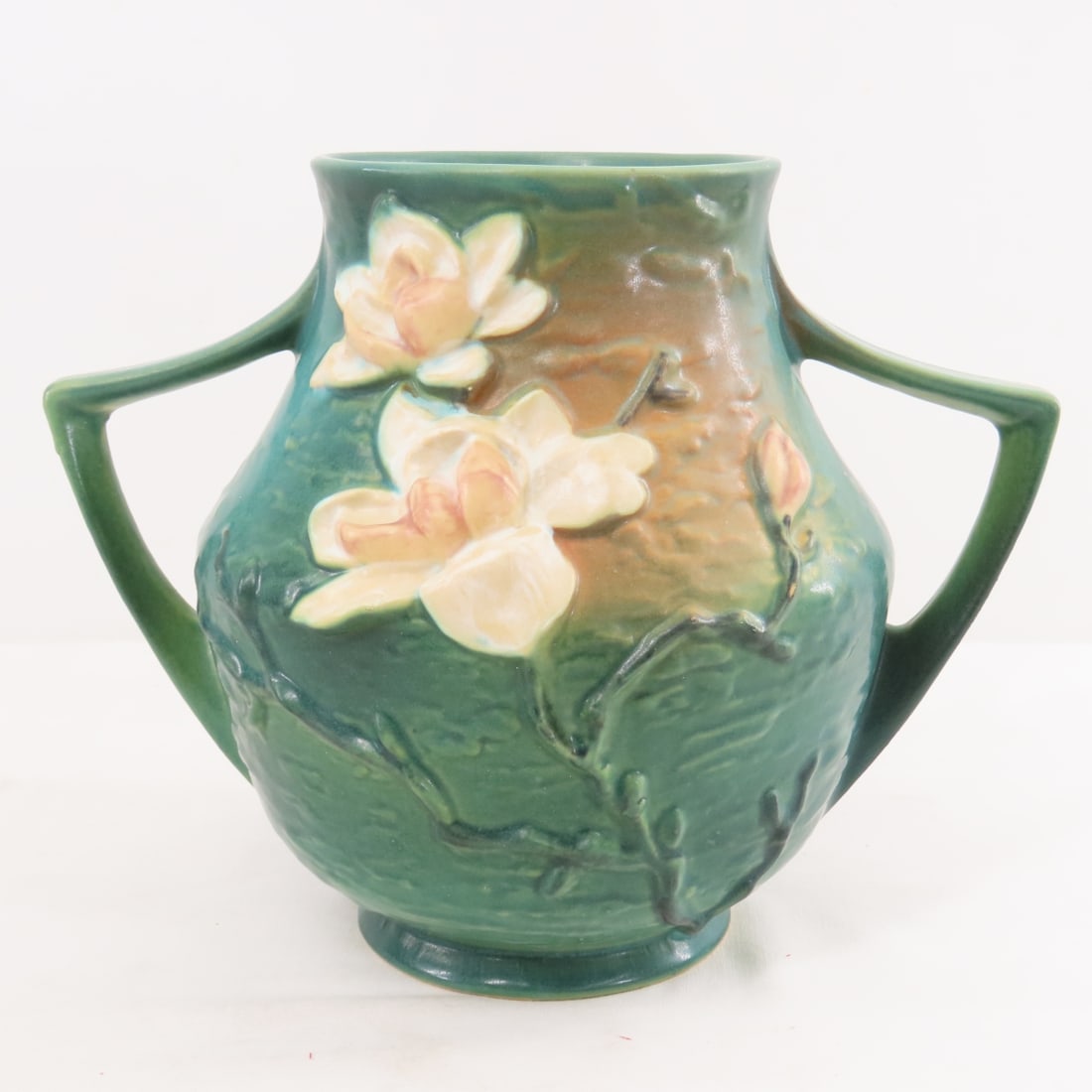Roseville Pottery Magnolia Vase & Basket - 4