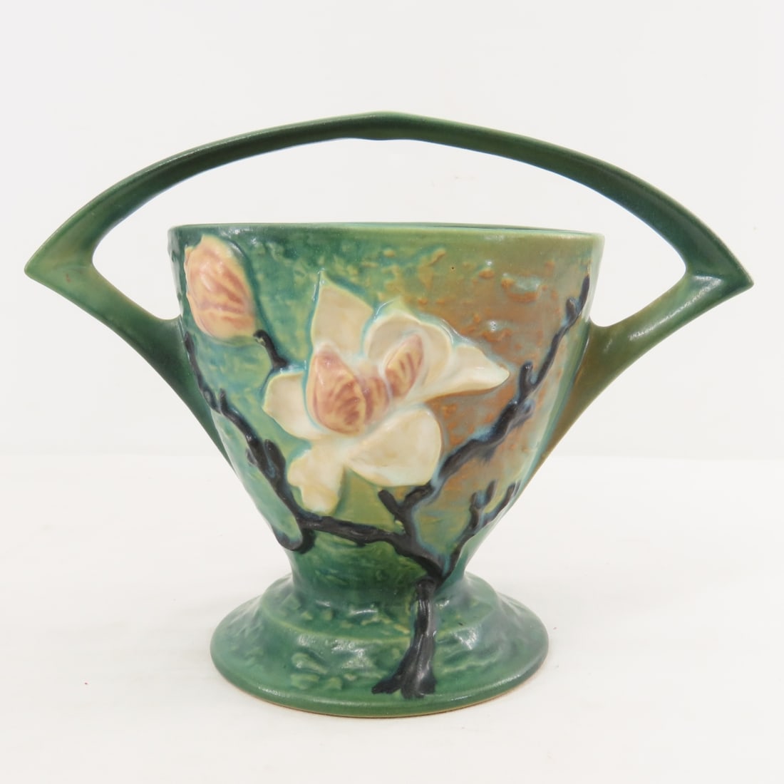Roseville Pottery Magnolia Vase & Basket - 9
