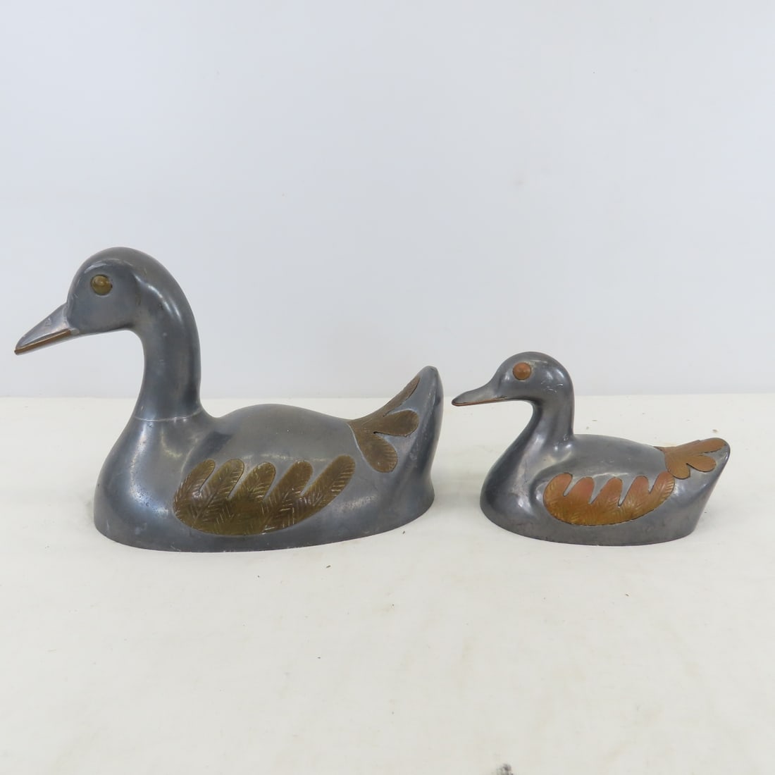 Pewter Ducks, Brass Boat & Chinese Lacquer Box - 14