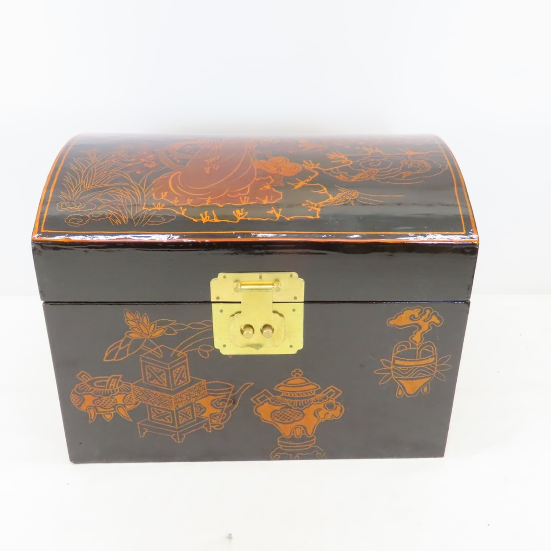 Pewter Ducks, Brass Boat & Chinese Lacquer Box - 2