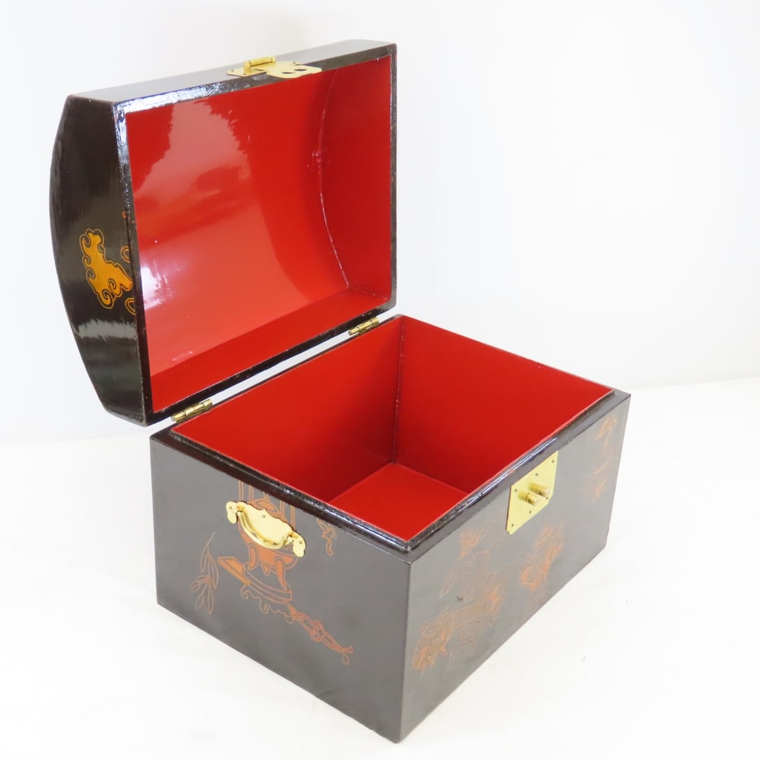 Pewter Ducks, Brass Boat & Chinese Lacquer Box - 4
