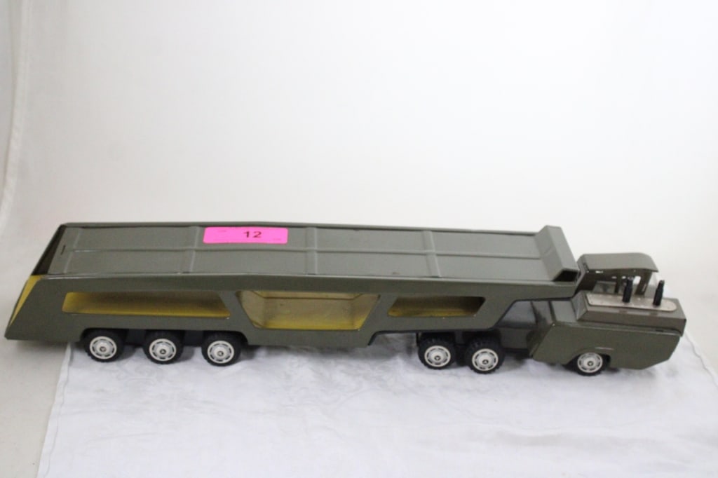 Military Tin Friction Car Carrier Hauler Japan: Military Tin Friction Car Carrier Hauler Japan - 21" x 4" x 4". 2 Lbs. All information and photos are intended to be as accurate as possible, but errors are possible. No item may be returned