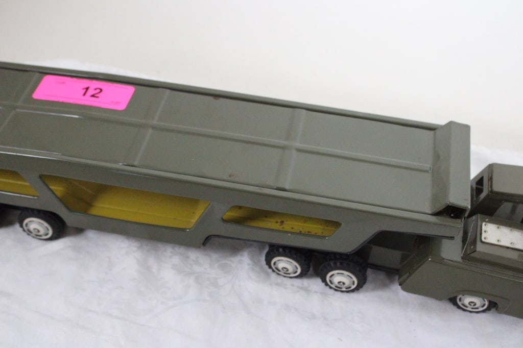 Military Tin Friction Car Carrier Hauler Japan - 3