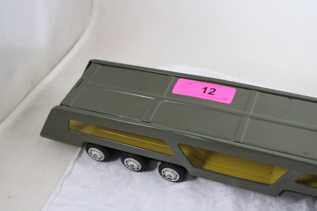 Military Tin Friction Car Carrier Hauler Japan - 4