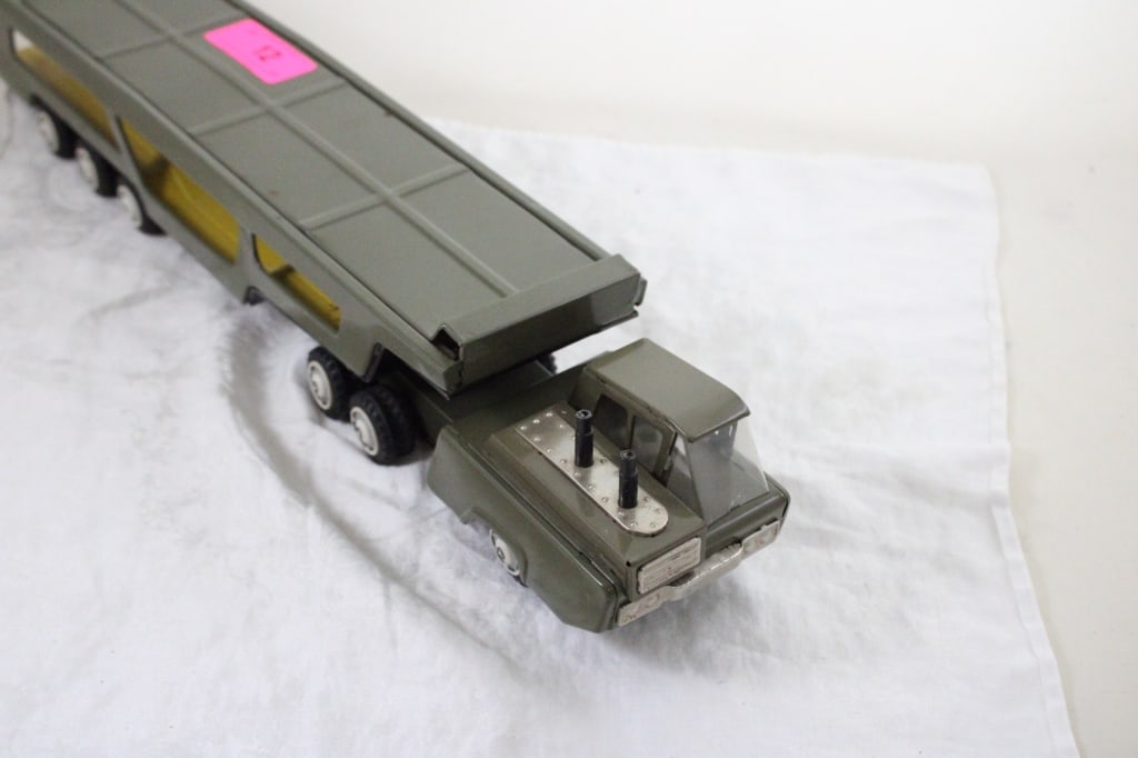 Military Tin Friction Car Carrier Hauler Japan - 5